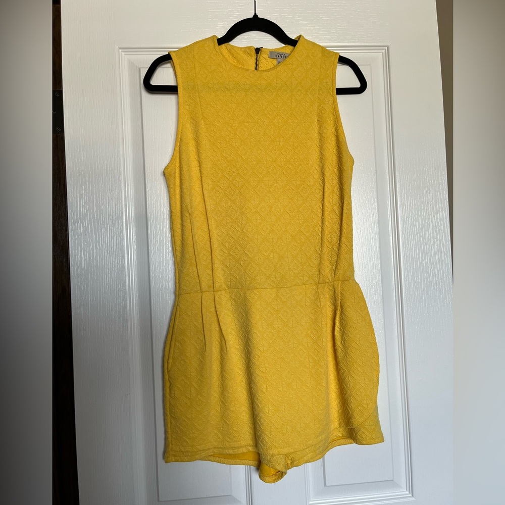 Zara Yellow Sleeveless Textured Romper